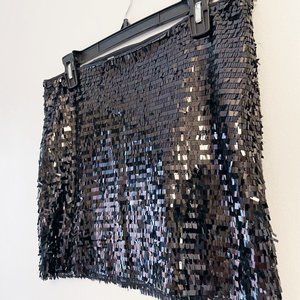 Black Sequin Mini Skirt